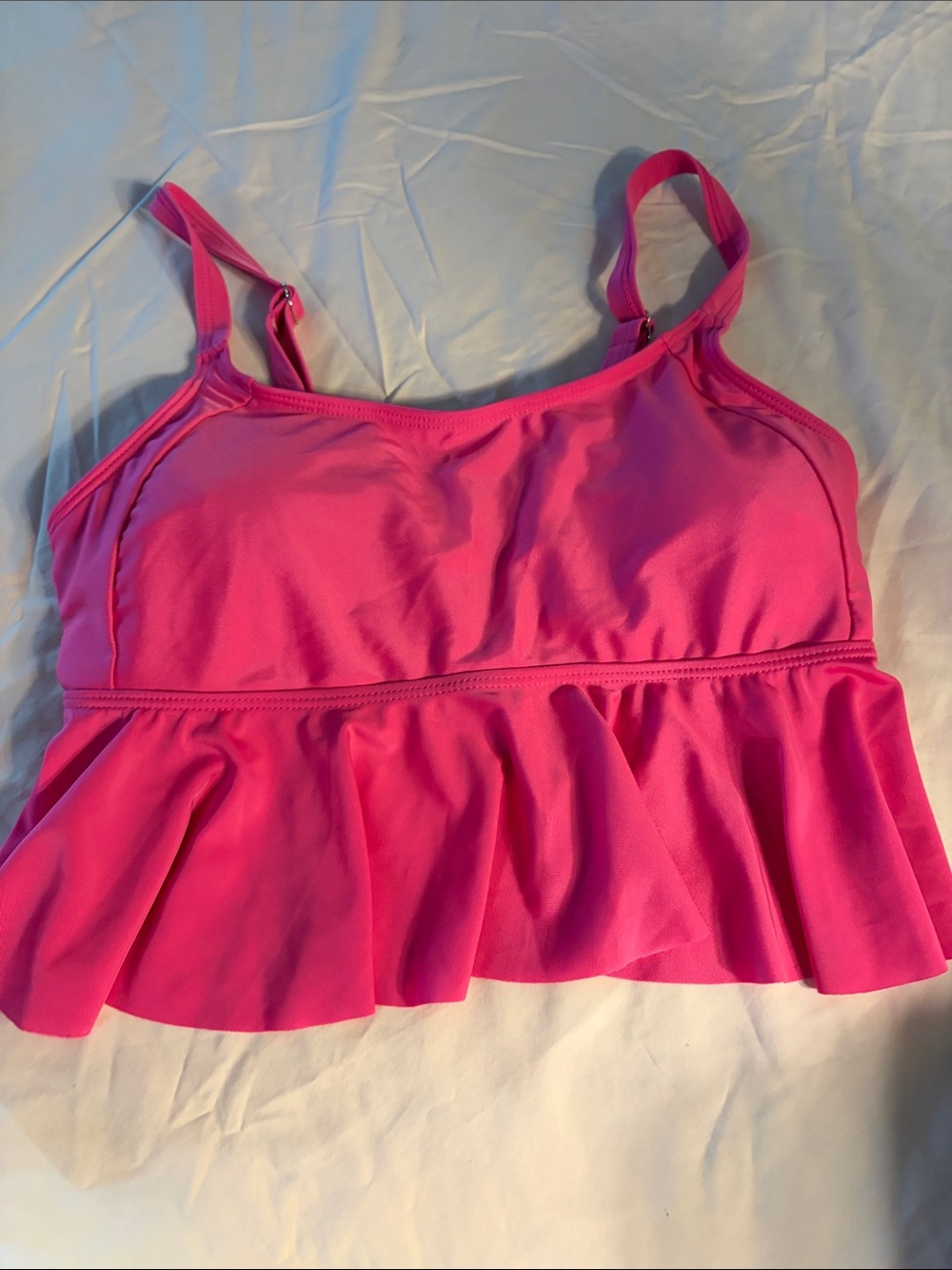Hot Pink Ruffled Tankini Swim Top